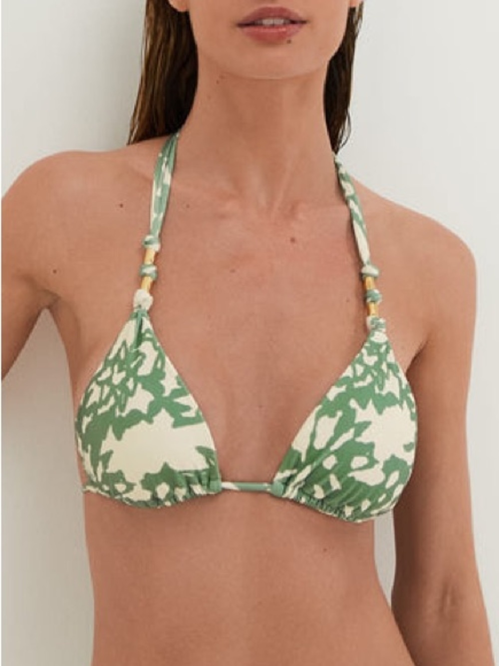 New Vix Paula Hermanny Paula Halter Triangle Bikini Top Oceana Swim Sz L